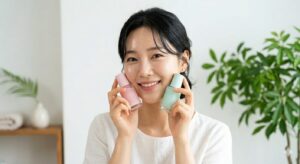 美容液をもつ女性