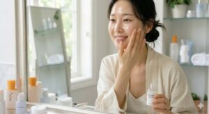 スキンケアをする女性２